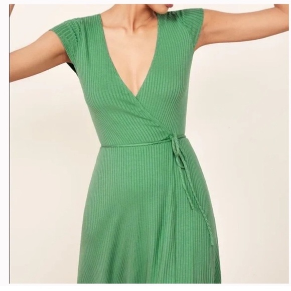 Reformation Tulip Ribbed Wrap Mini Dress In Dusty Rose Pink Size XS - Picture 10 of 10